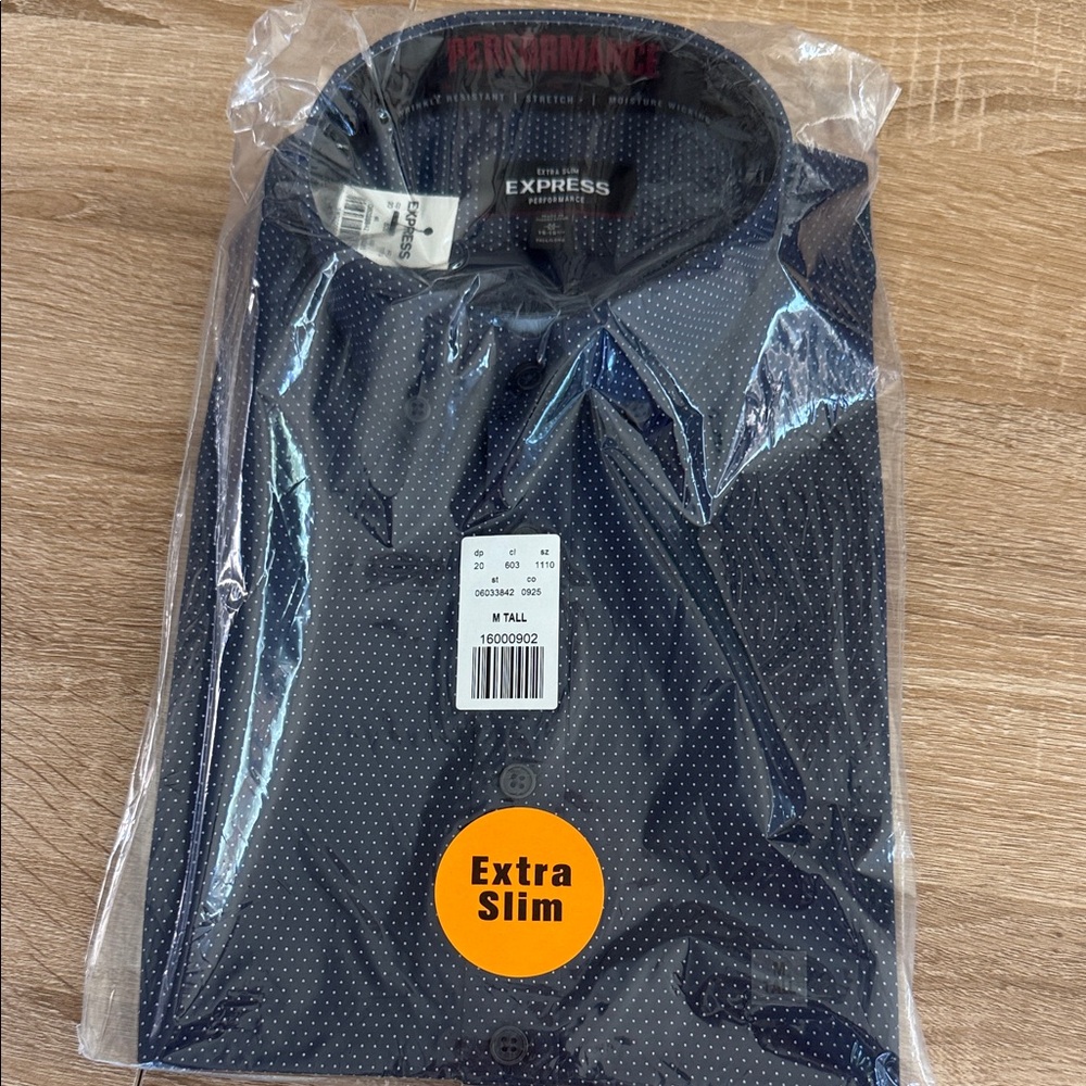 Express Navy Microdot Extra Slim Dress Shirt